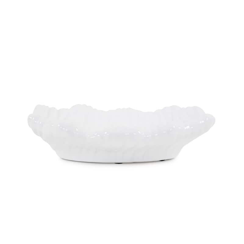 Allan Andrews Hand Finished Glossy White Ceramic Flowing Wave Tray - Glossy White - 13"W x 11.25"D