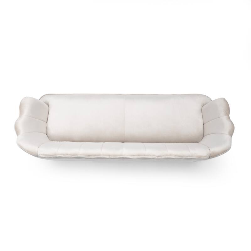 76.25" Velvet Channel Stitching 3-seater Sofa with Metal Legs for Living Room