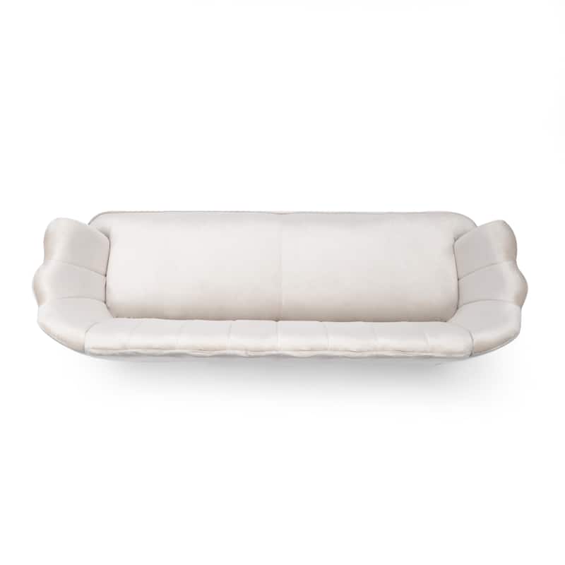 Velvet Channel Stitched 3-seater Sofa with Metal Legs
