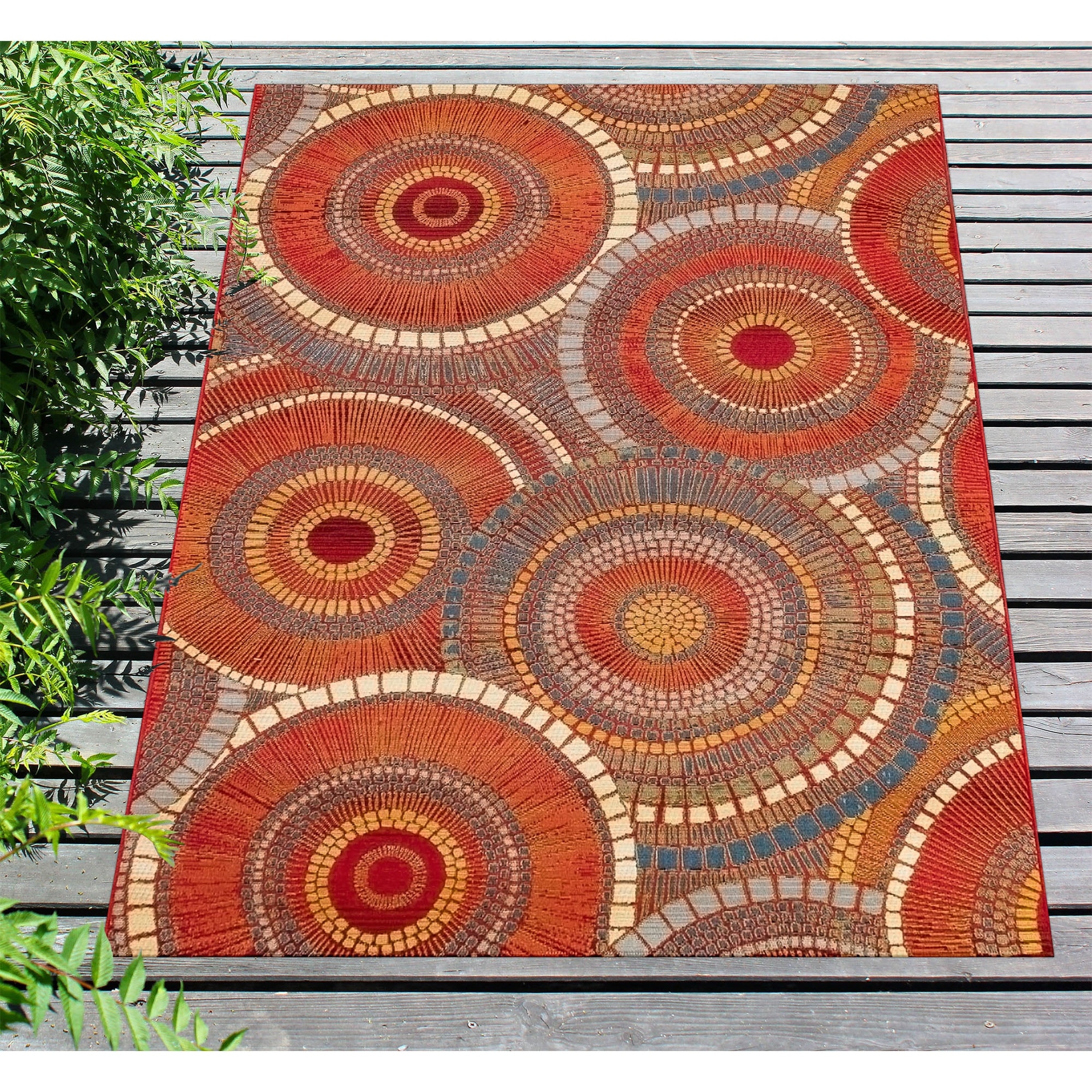 Lush Decor Marina Circles Indoor/Outdoor Area Rug