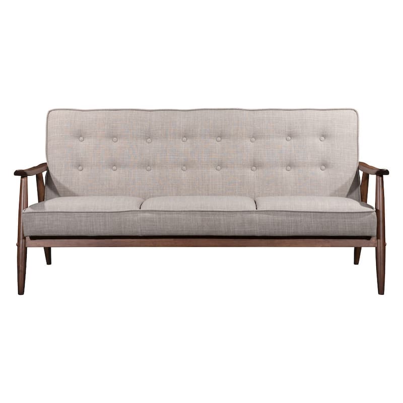 HomeRoots 69" Beige Polyester Sofa With Brown Legs