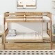 preview thumbnail 2 of 34, Twin Rubber Wood Bunk Bed with Trundle & Guardrails