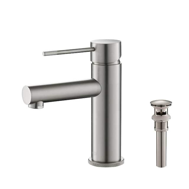 Luxury Solid Brass Single Hole Bathroom Faucet - Brushed Nickel W/ Pop Up Drain