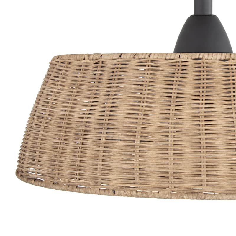 20-IN 3-Blade Rattan Caged Ceiling Fan with Dimmable LED Light and Remote