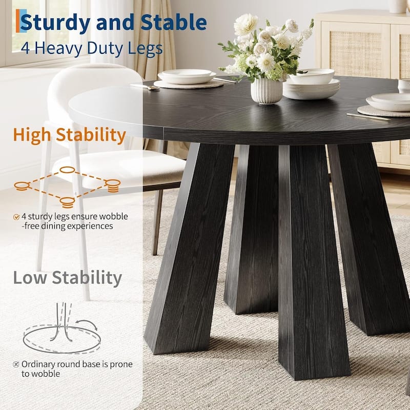 47" Farmhouse Kitchen Circle Dinning Table for Dining Room, Living Room