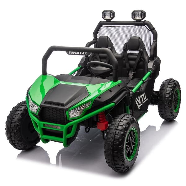 slide 2 of 98, 24V Two-seater Kids Ride On UTV W/Parents Control,400W Super Power,Four-wheel suspension Green Green