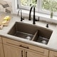 preview thumbnail 17 of 17, Karran Undermount Quartz 32 in. 60/40 Double Bowl Kitchen Sink Kit