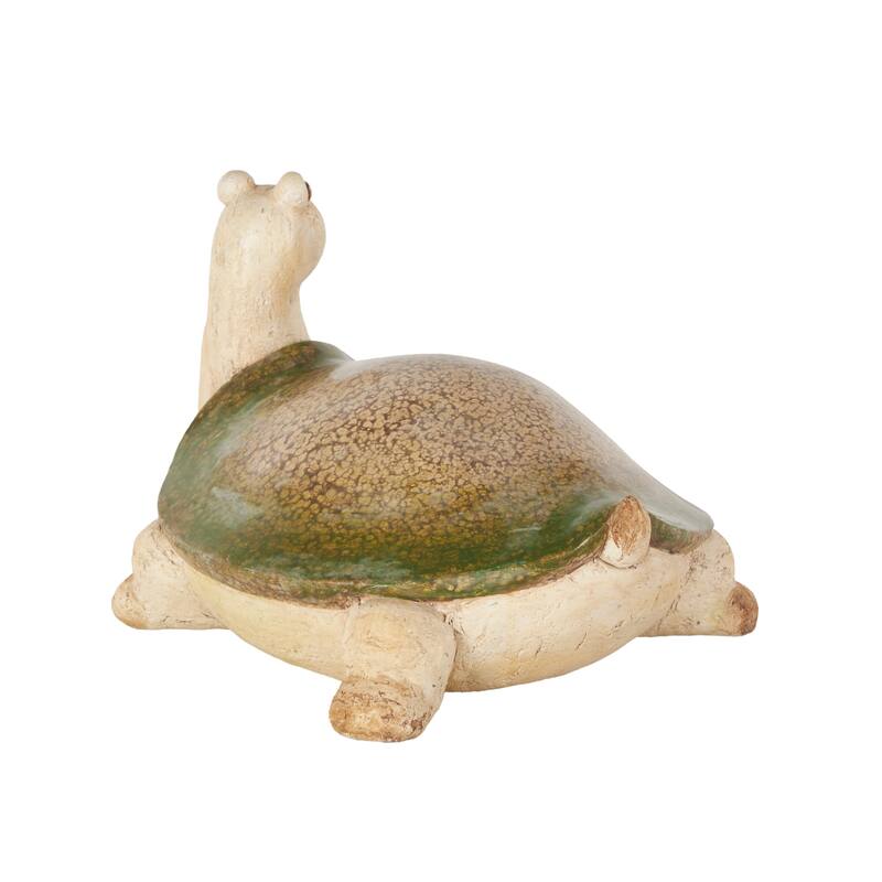 Cream Magnesium Oxide Turtle Decorative Garden Sculpture with Green Shell