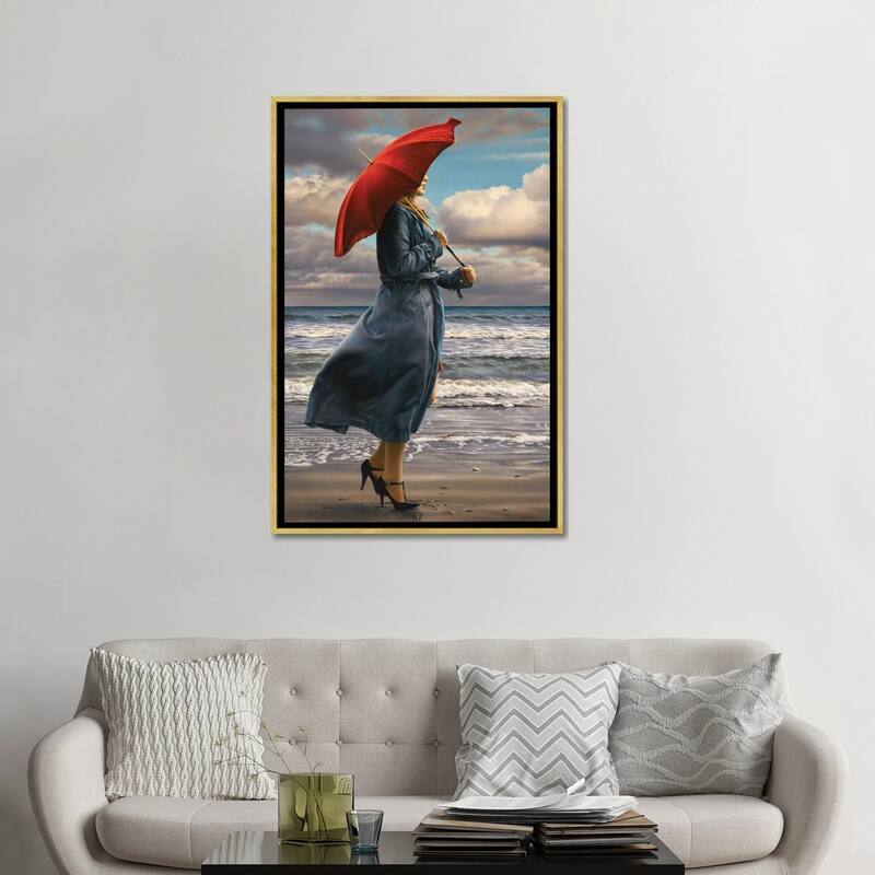 iCanvas "Red Umbrella" by Paul Kelley Framed