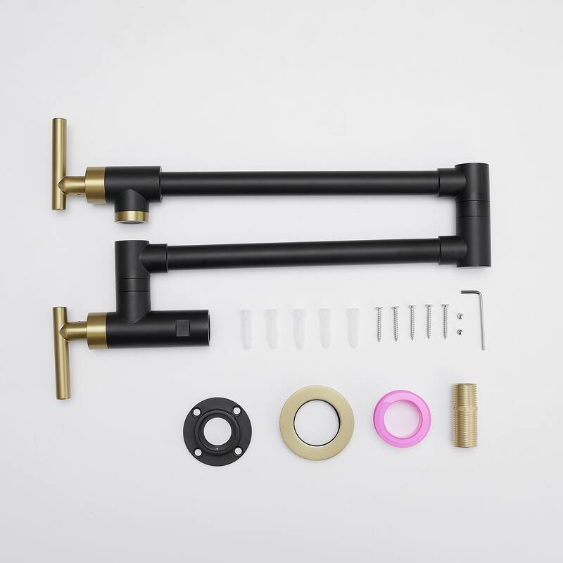 Wall Mounted Folding Pot Filler with Double-Handle Kitchen Sink Faucet - 26.49"D×0.78"W×2.36"H