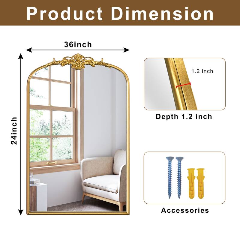 Vintage Carved Arched Mirror Baroque Mirror