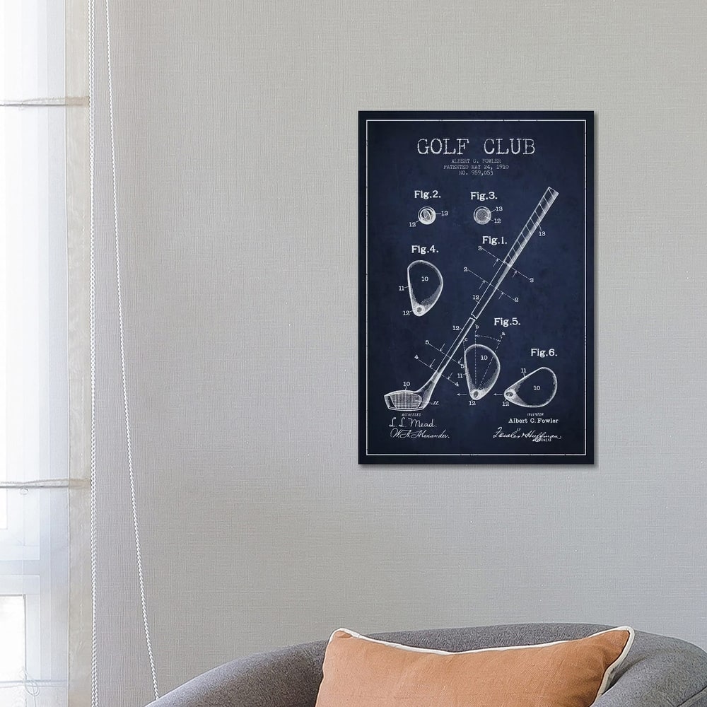 iCanvas "Golf Club Navy Blue Patent Blueprint" by Aged Pixel Canvas Print