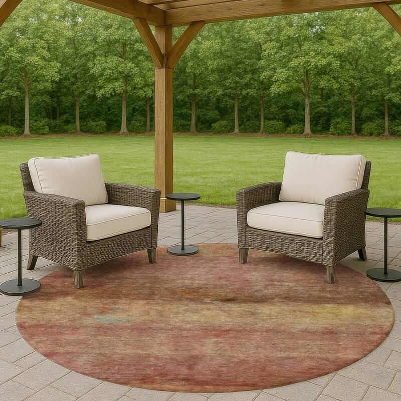 Machine Washable Indoor/ Outdoor Contemporary Ombre Chantille Rug - Terracotta - 8' x 8'