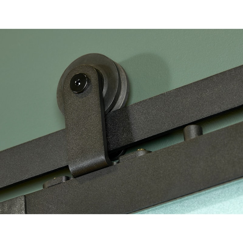 Pinecroft French Glass Barn Door Kit with Black Frame and Frosted Glass 42" x 84"