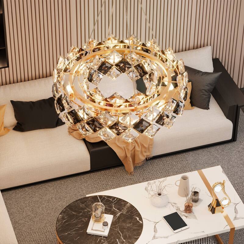 Crystal Convertible Chandelier Light with 3 Colors