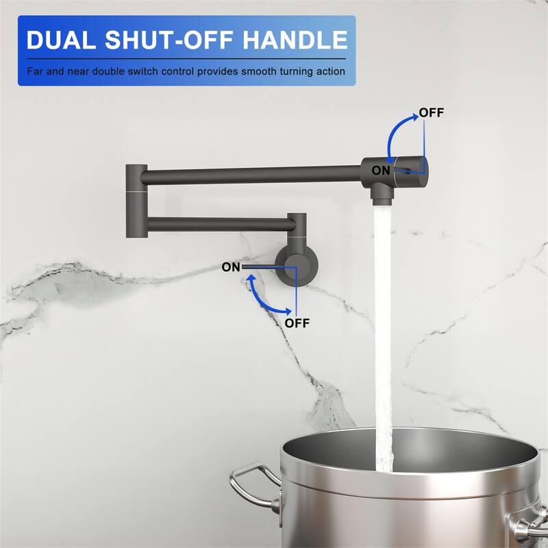 Wall Mount Kitchen Faucet Folding Stretchable, Single Hole Two Handles