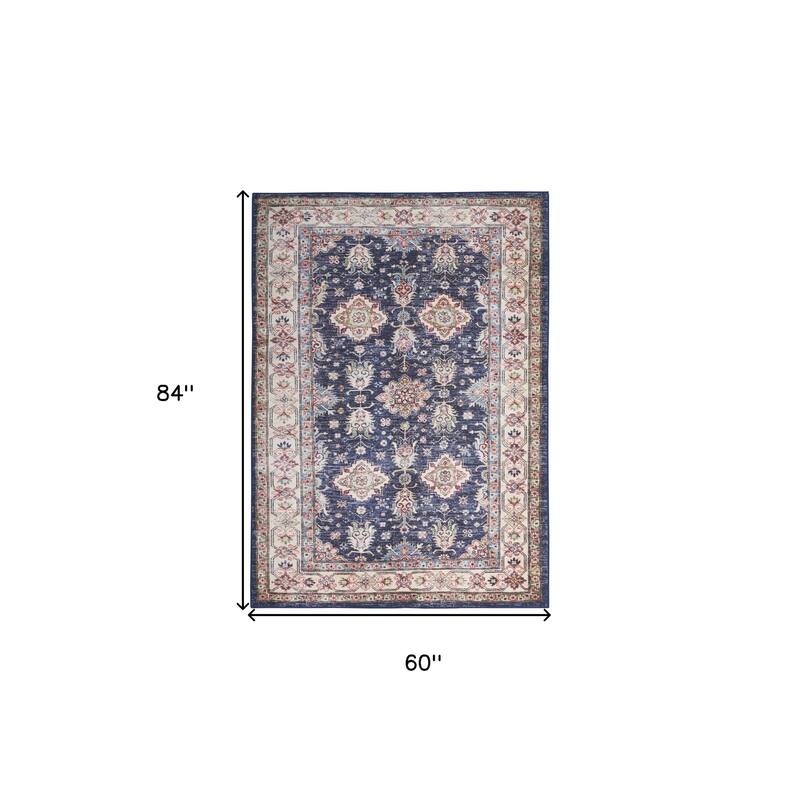 Power Loomed Distressed Non Skid Stain Resistant Low Pile Area Rug