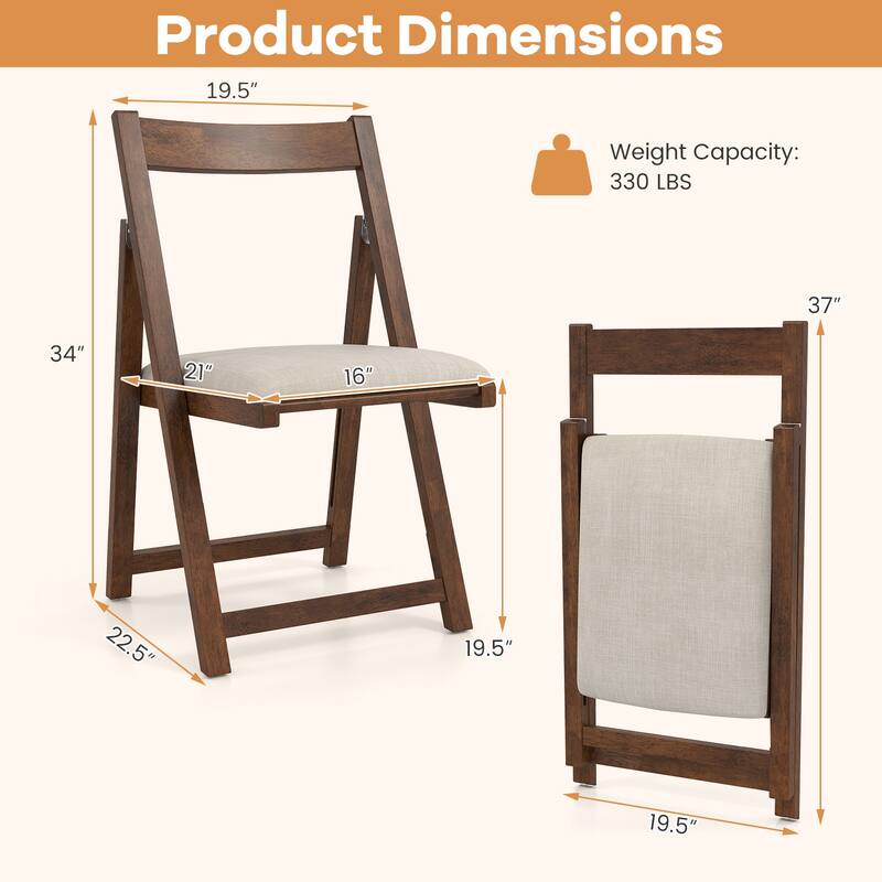 Gymax Upholstered Dining Chair Set of 4 w/ Curved Backrest Rubber Wood