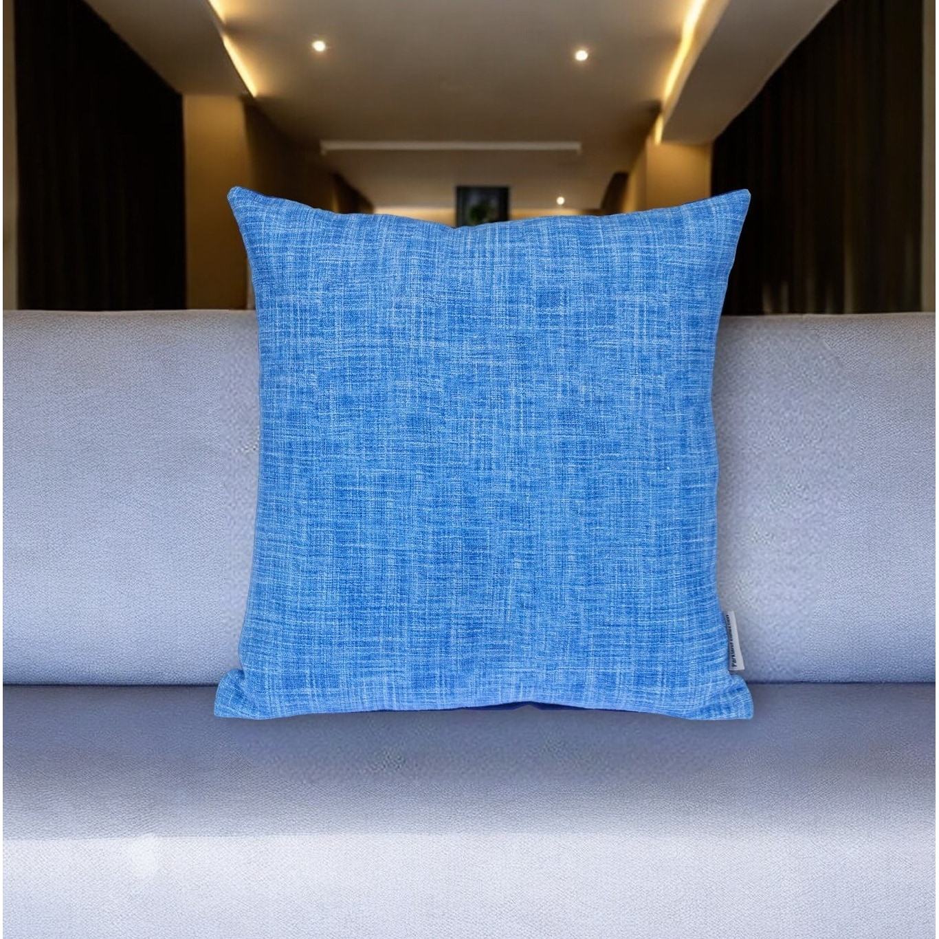 18" Blue Cotton Throw Pillow