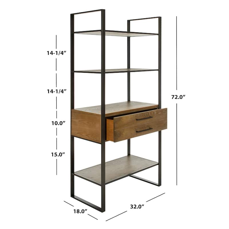 SAFAVIEH Edrie 4-Tier 1 Drawer Etagere Metal - 32" x 18" x 72" - 32Wx18Dx72H