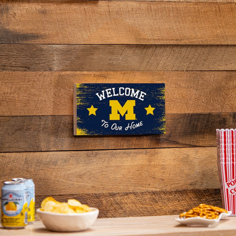University Of Michigan Wooden Door Decor Wall Sign - Multi-Color - 6 x 11