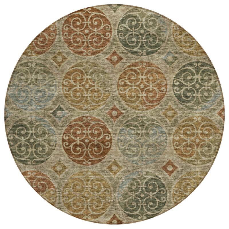 Machine Washable Indoor/ Outdoor Chantille Vintage Medallions Rug