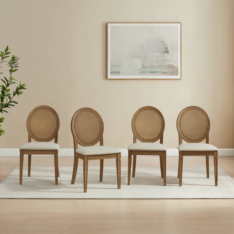 Crosley Katia 4-Piece Upholstered Cane-Back Dining Chair Set