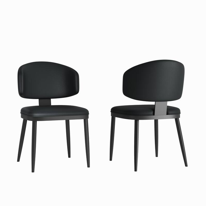 Dining Chairs Set of 2, Modern PU Leather Dining Chairs with Metal Legs, Upholstered Home Chairs for Kitchen, Dining Room