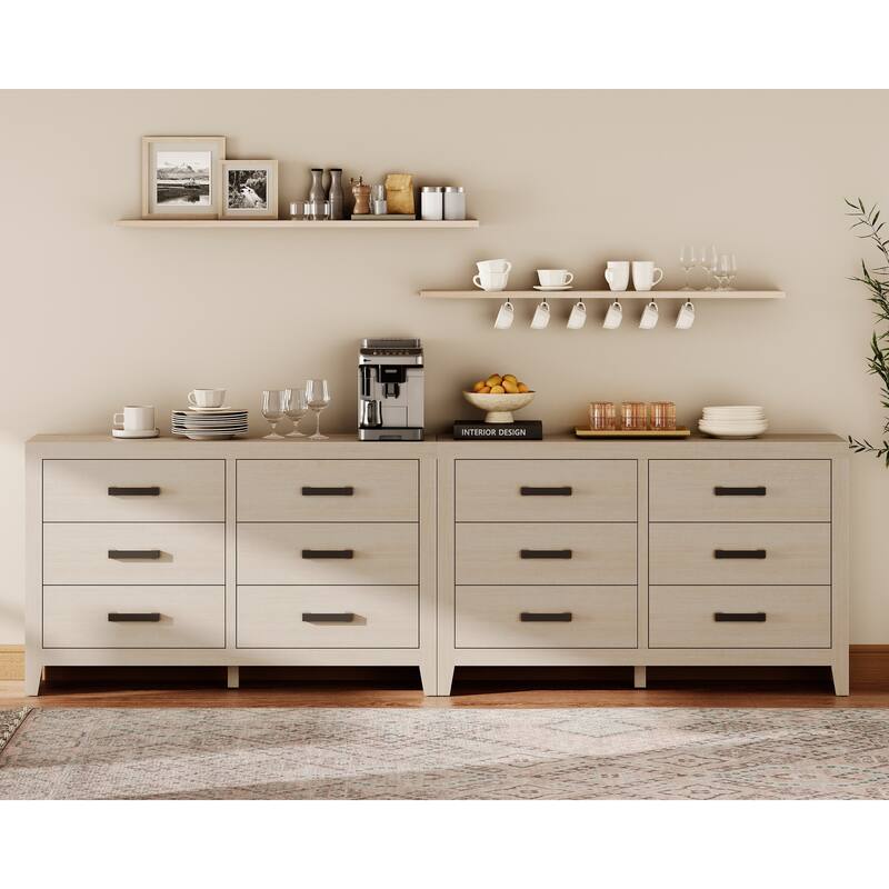 WAMPAT 6-Drawer Farmhouse Dresser - Wood TV Stand, Storage Chest for Bedroom & Hallway