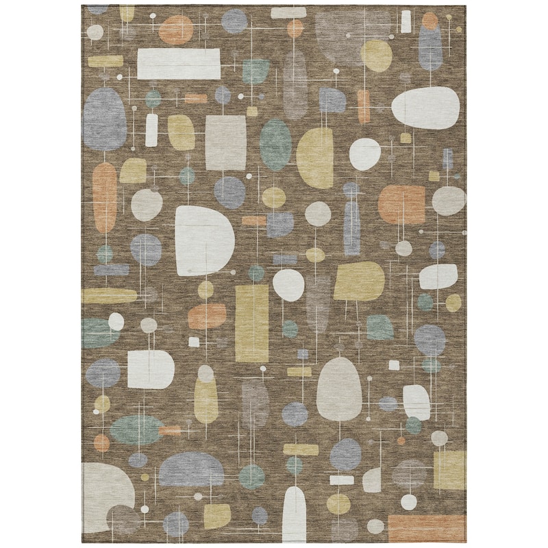 Machine Washable Indoor/ Outdoor Contemporary Fun Chantille Rug