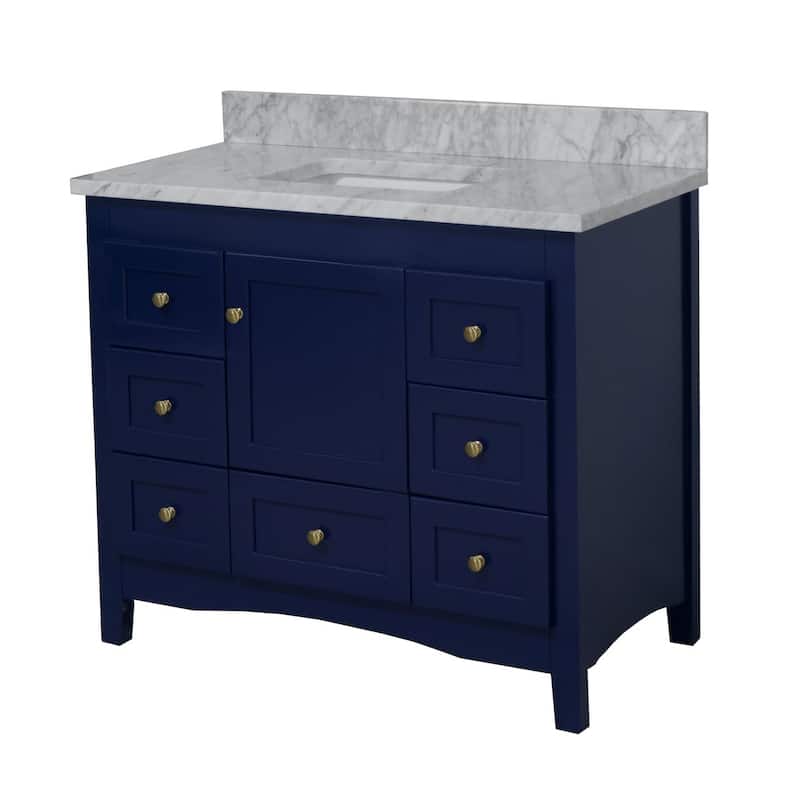 KitchenBathCollection Abbey 42" Bathroom Vanity with Carrara Marble Top