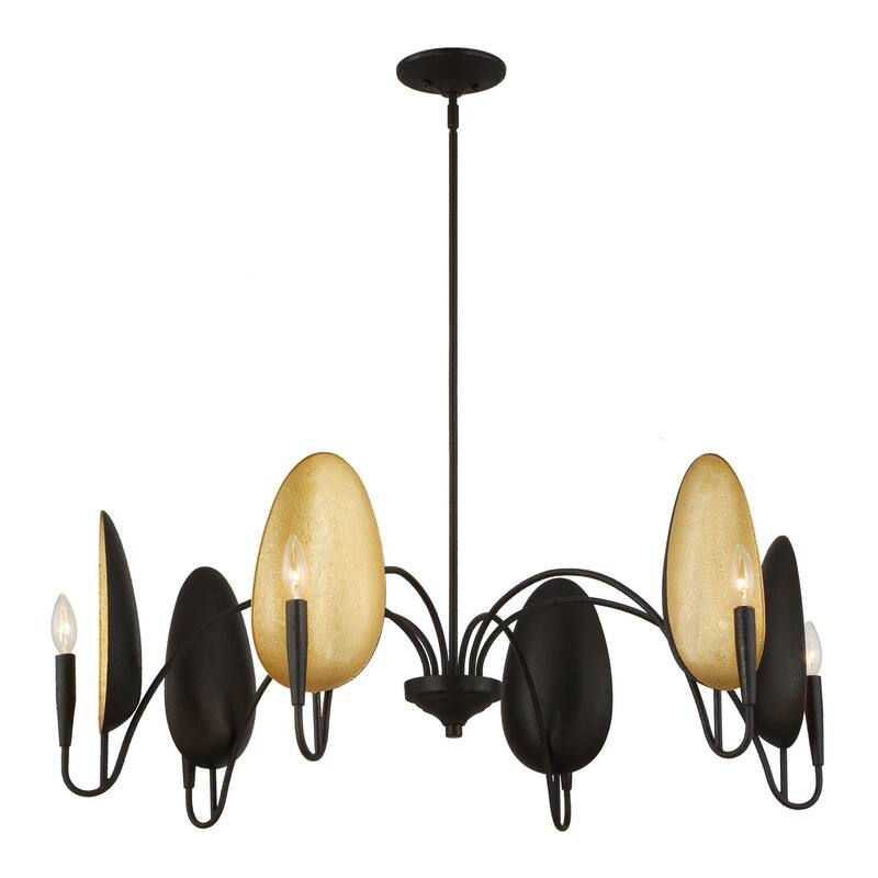 Uttermost Warwick 6 Light Matte Black Chandelier - 41.5"W x 41.5"D x 19"H