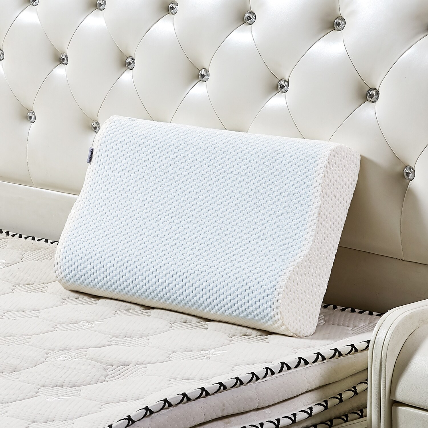 Shop Vecelo Gel Memory Foam Contour Pillows Cool Blue For Sleeping