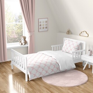 Sweet Jojo Designs Pink Bows Girl 5 Piece Toddler-size Comforter Set - Blush Bow for Ballerina Ballet Dancer Princess Collection