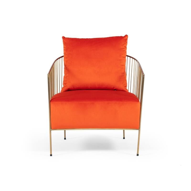 Modrest Loveland Glam Orange Velvet Accent Chair