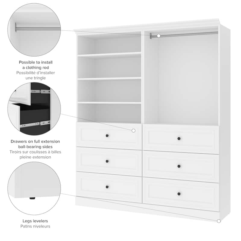 Versatile 72W Closet Organizer with Drawers and Wardrobe by Bestar