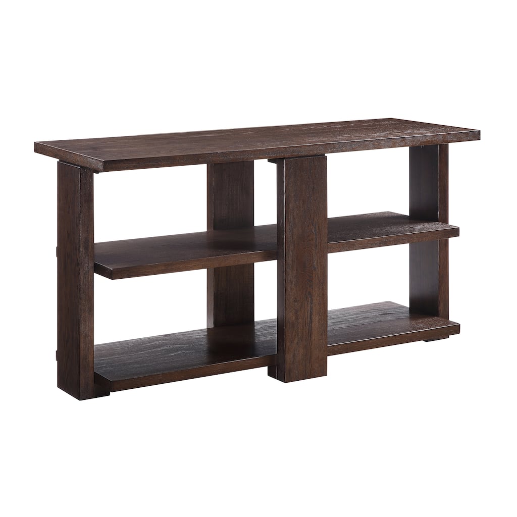 Classic Rectangular Walnut Sofa Table with 2-Shelf for Versatile and Timeless Living Space
