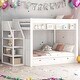 preview thumbnail 2 of 37, Convertible Design Full over Full Size Wooden Bunk Bed with Storage Staircase, Bedside Table, and 3 Drawers,Space Saving-White