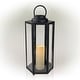 preview thumbnail 2 of 9, Alpine Corporation 18" Tall Outdoor Hexagonal Battery-Operated Metal Lantern with LED Lights, Black