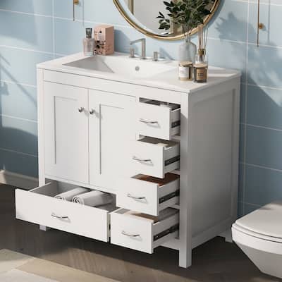 Sleek Bathroom Vanity with Ceramic Sink & Ample Storage by Harper&Bright Designs