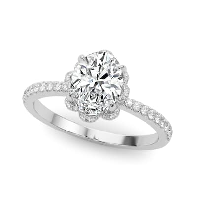 Auriya 14k White Gold Lab Grown Oval Diamond Halo Engagement Ring 0.50 to 5.00 ct. tw. (F-G VS)