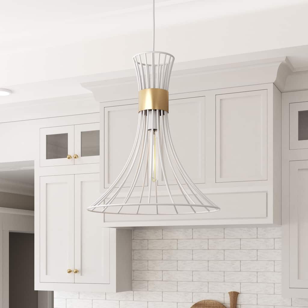Brio Lighting Zenith White & Gold 1 Light Pendant Light