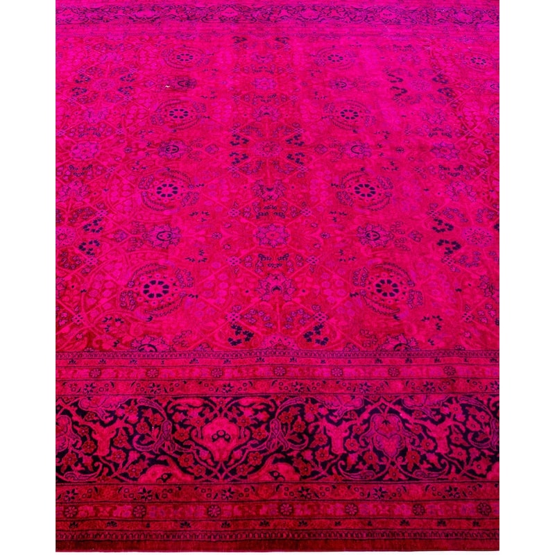 Overdyed, One-of-a-Kind Hand-Knotted Area Rug - Pink - 8' 1" x 14' 1"