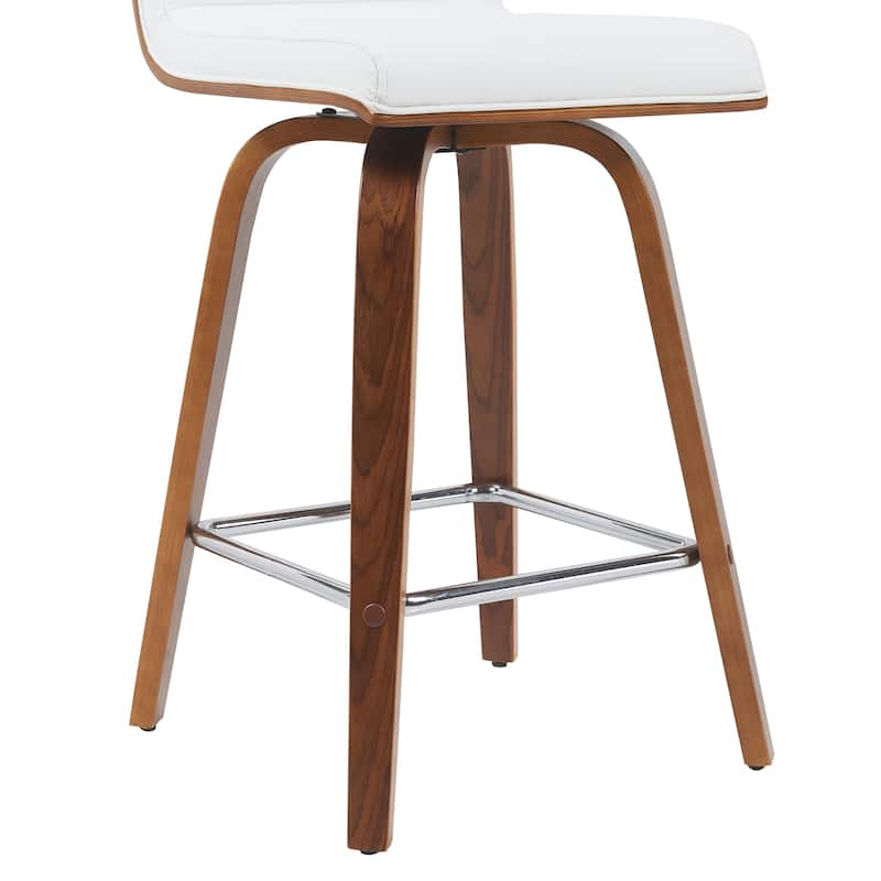 Skara Mid-Century Swivel Counter Stool, Upholstered Counter Height Chair with Bentwood Legs