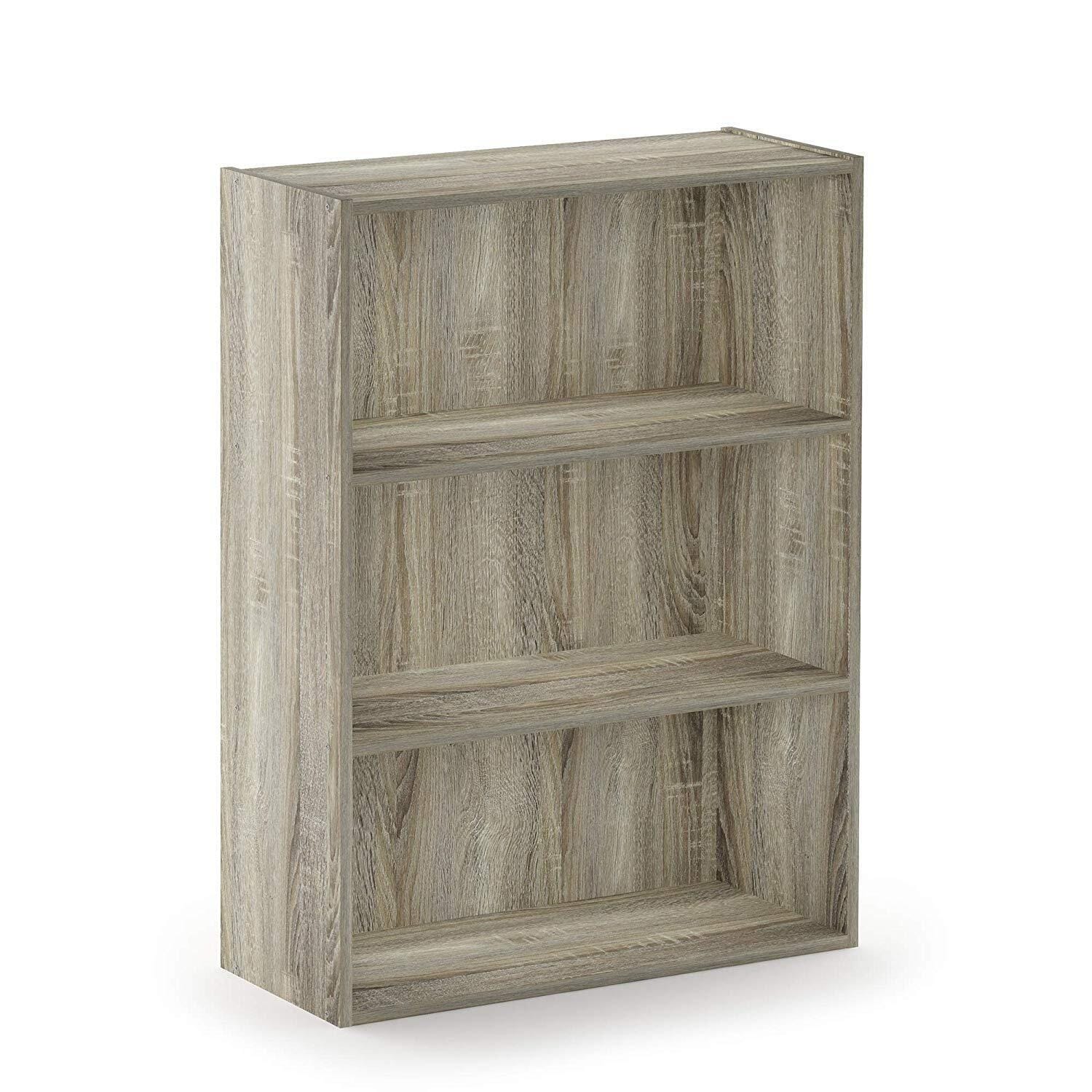 31.5 in. Tall Light Oak Wood 3-Shelf Bookcase