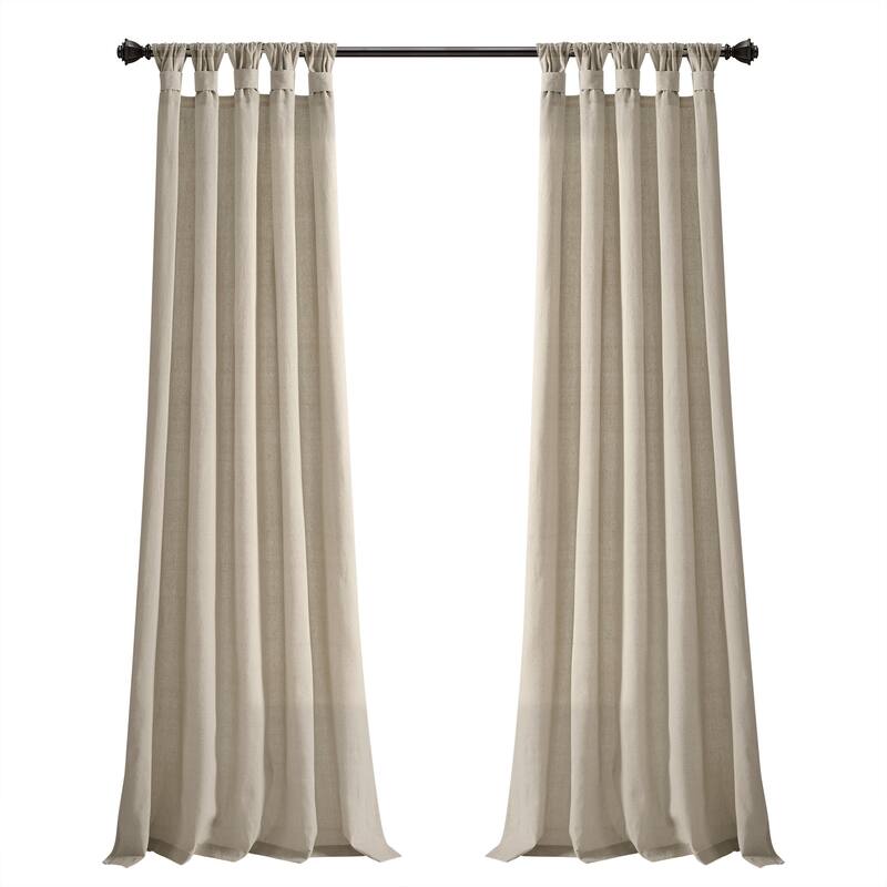 Porch & Den Alsea Burlap Knotted Tab Top Window Curtain Panel Pair