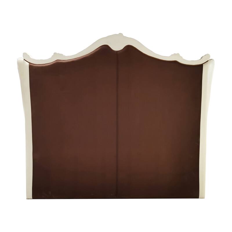 Adison Ivory and Bone White Bed with Nailhead Trim