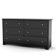 preview thumbnail 1 of 2, Black 6 Drawer Bedroom Dresser with Nickle Metal Knobs Handles