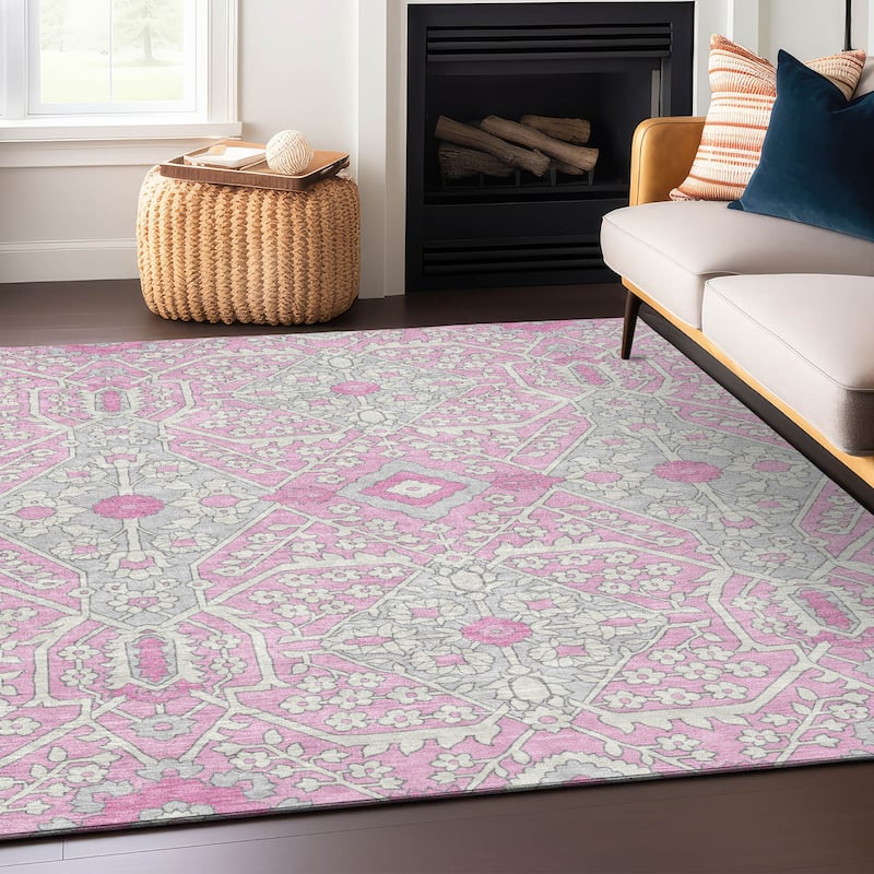 Machine Washable Indoor/ Outdoor Chantille Traditional Medallion Rug