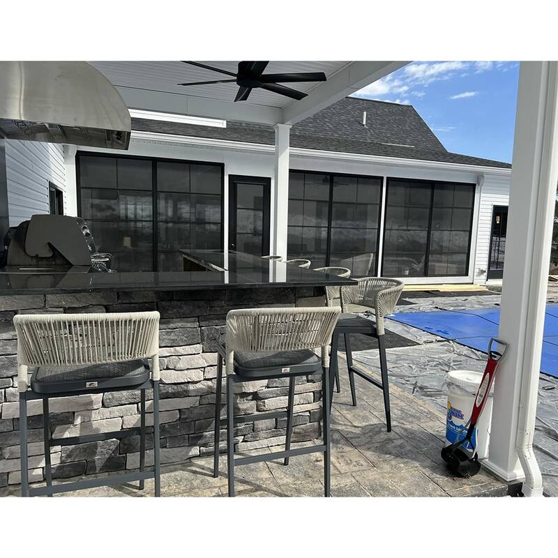 PURPLE LEAF Outdoor Dining Chairs Set of 2 Patio Bar Hight Stools with Cushion